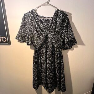 SHEIN Black and White Floral Mini Dress